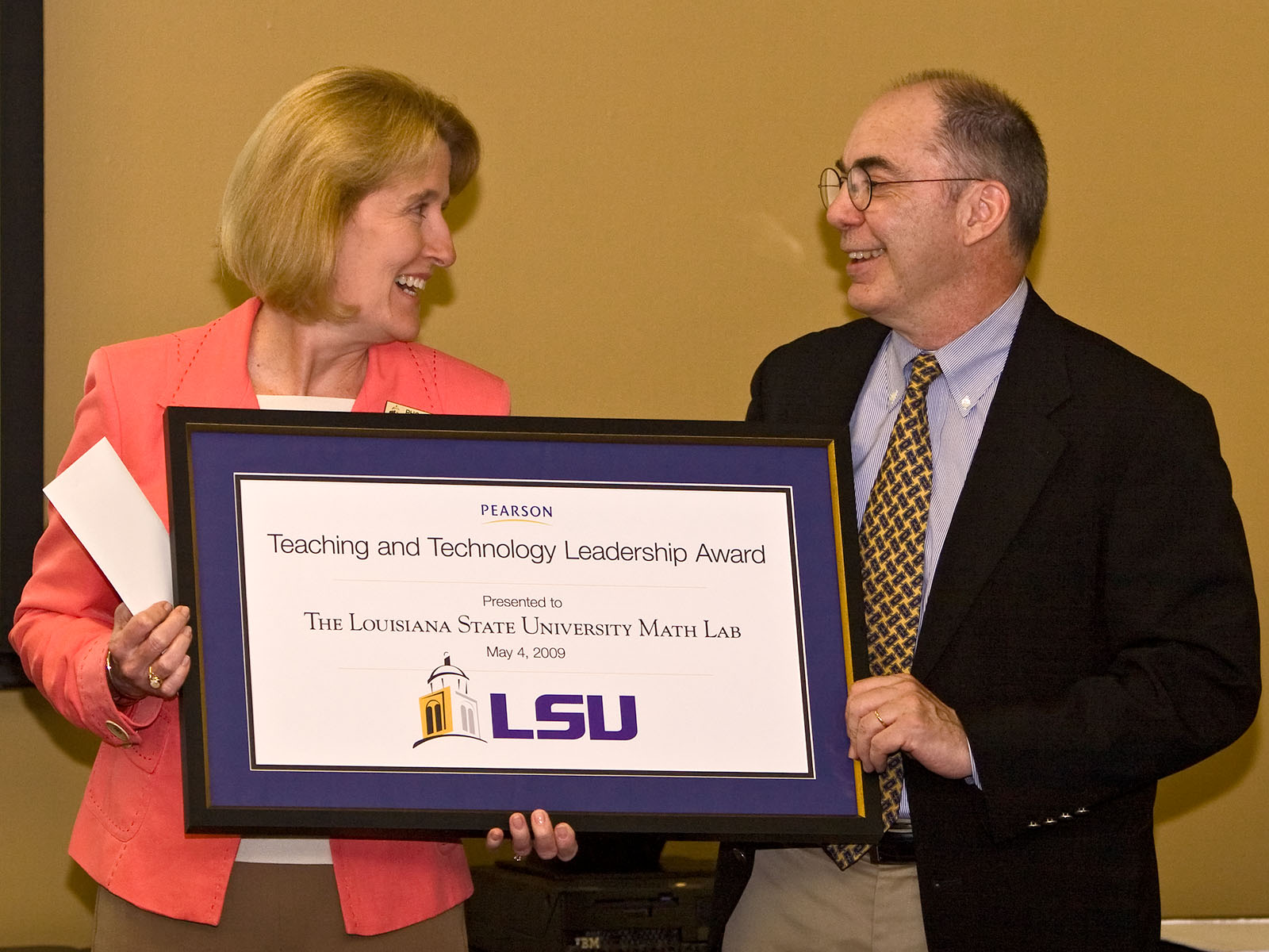 Phoebe Rouse with Pearson's President for Mathematics Greg Tobin