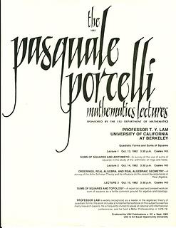 Porcelli Lecture Invitation: T. Y. Lam 1982
