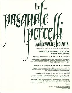Porcelli Lecture Invitation: Winfried Scharlau 1987