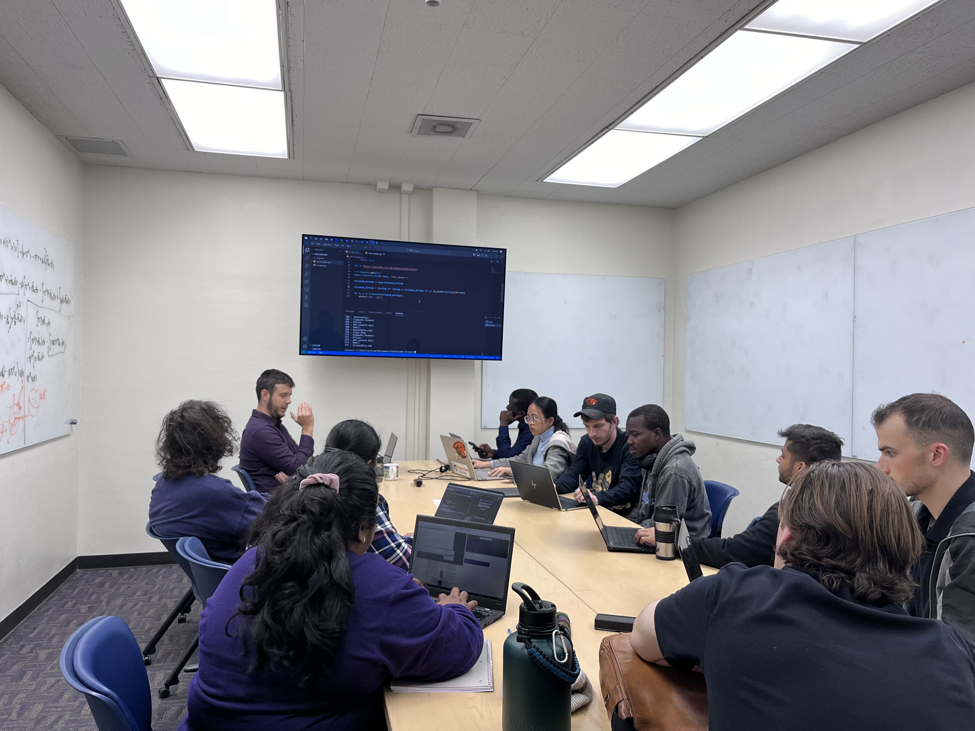 An image of the LSU SIAM chapter learning web scraping with python.