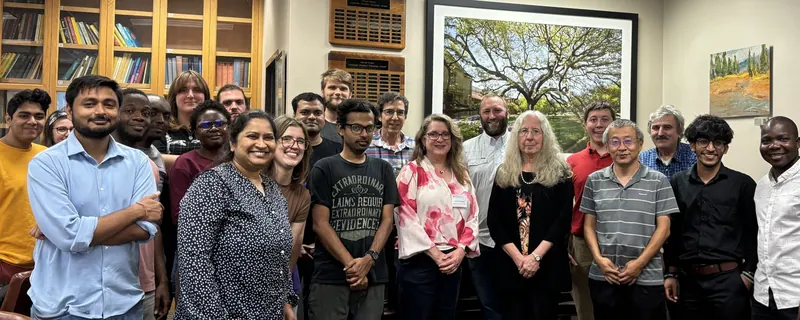 LSU SIAM and AWM members snap a group photo with Dr. Woodward.