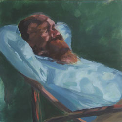 [A painting of Litherland in a deckchair.]
